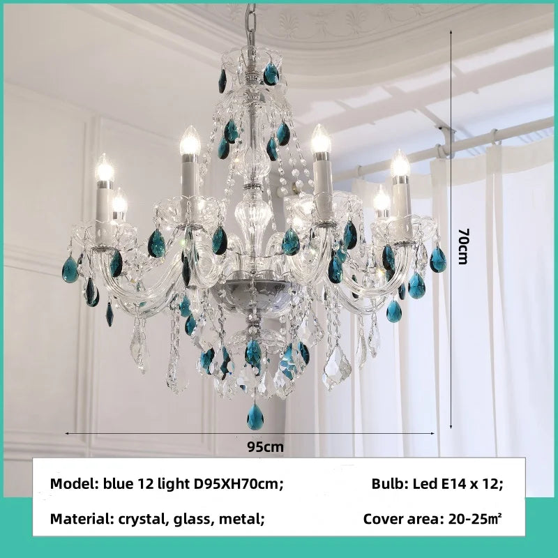 Afralia™ Blue Crystal Chandelier: Luxury E14 Pendant Lights for Living Room and Bedroom