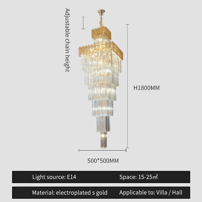 Afralia™ Nordic Duplex Villa Crystal Chandelier for Luxury Spaces