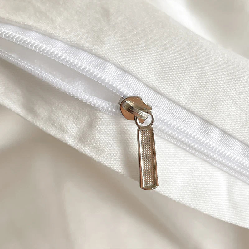 Afralia™ Rose Flowers Embroidery Lace Ruffles White Bedding Set - 100% Cotton Duvet Cover, Bed Sheet, Pillowcase