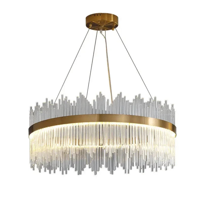 Afralia™ Gold Crystal Chandelier Dimmable Luxury Pendant Lights for Bedroom & Living Room