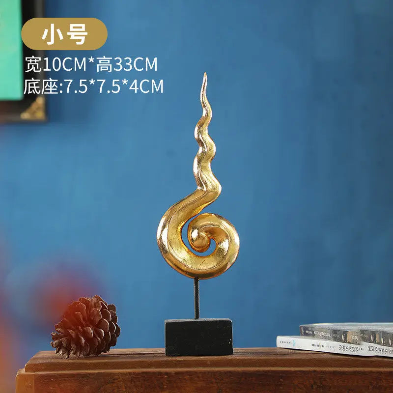 Afralia™ Orange Gold Ceramic Statue, Modern Decor for Living Room, Office, Coffee Table