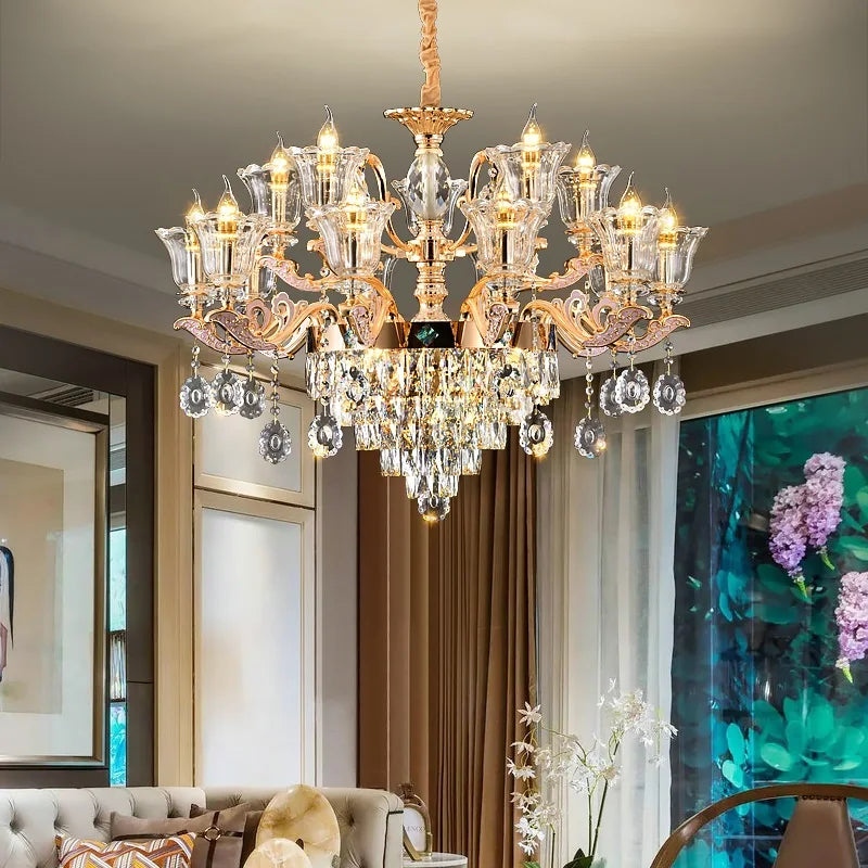 Afralia™ Luxury European Crystal Chandelier Living Room Lamp