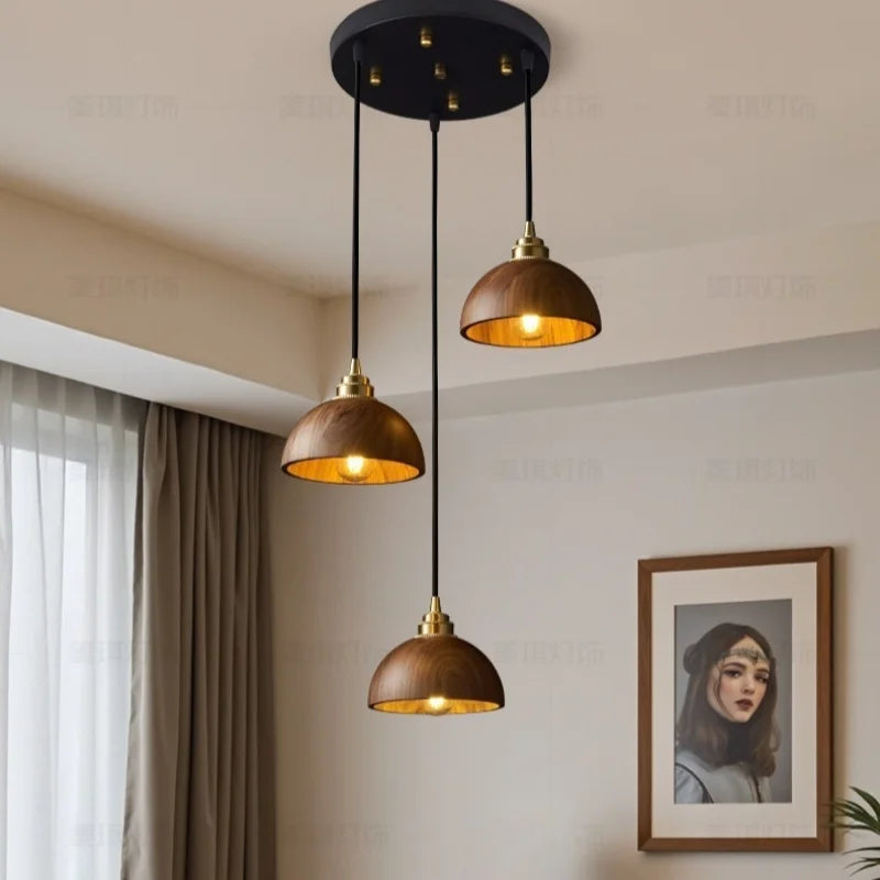 Afralia™ Wooden LED Pendant Lamp for Home & Commercial Spaces