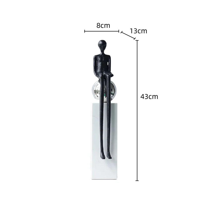 Afralia™ Abstract Thinker Metal Figurine Portrait Sculpture Home Decoration