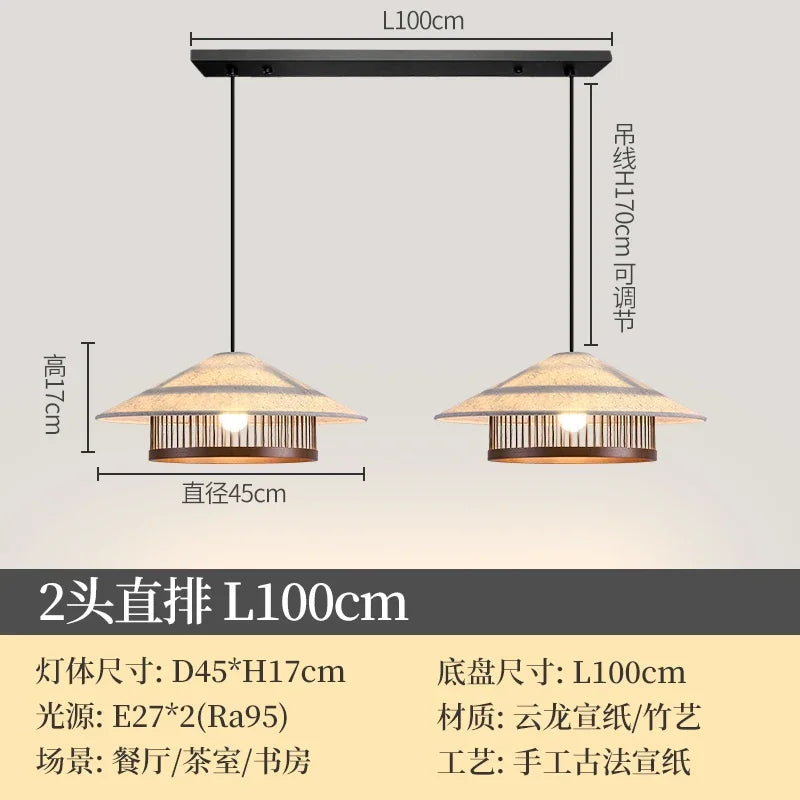 Afralia™ Three-Head Walnut Color Dining Table Lamp Fixture with LED Chandeliers