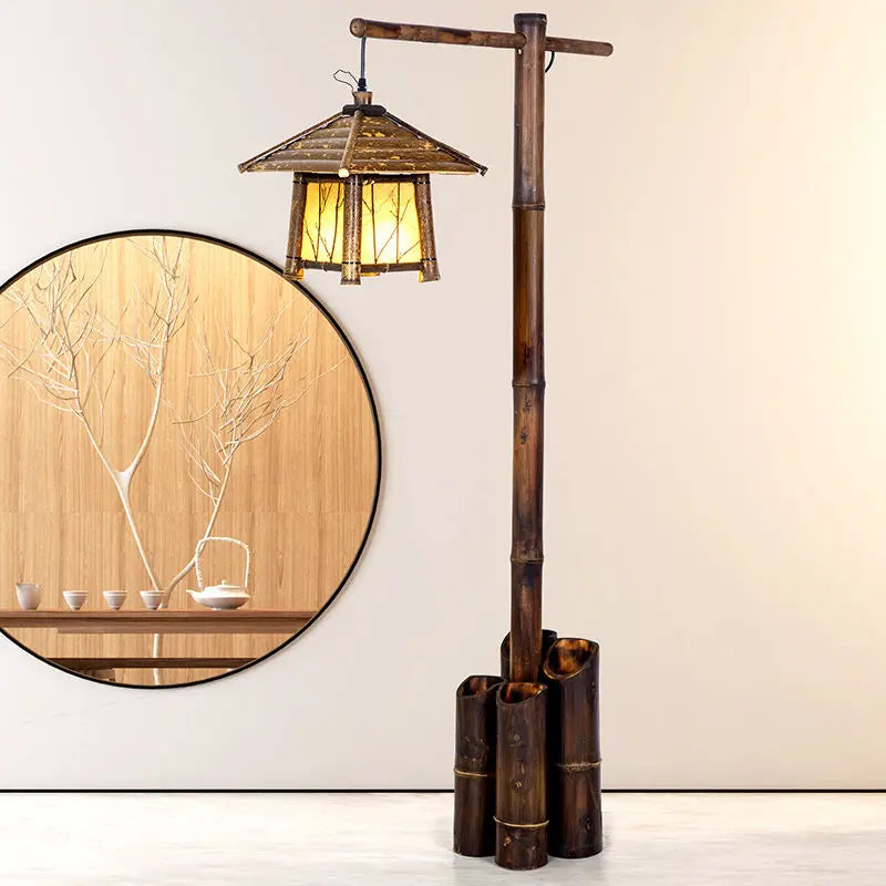 Afralia™ Bamboo Weave Floor Lamp | Retro Design for Zen Living Room & Study