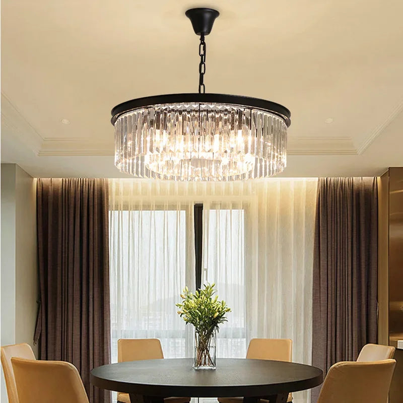 Afralia™ Crystal Round Ceiling Chandelier for Elegant Living and Dining Rooms