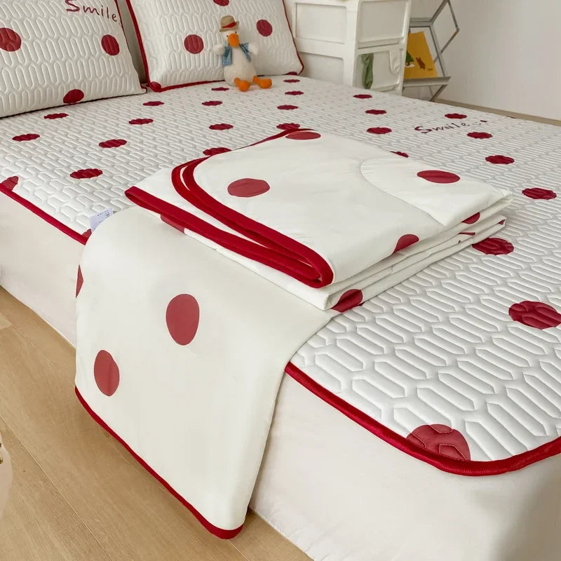 Afralia™ Double-Sided Cool Comforter Set: Ice Silk Duvet, Fitted Sheet, Pillowcase