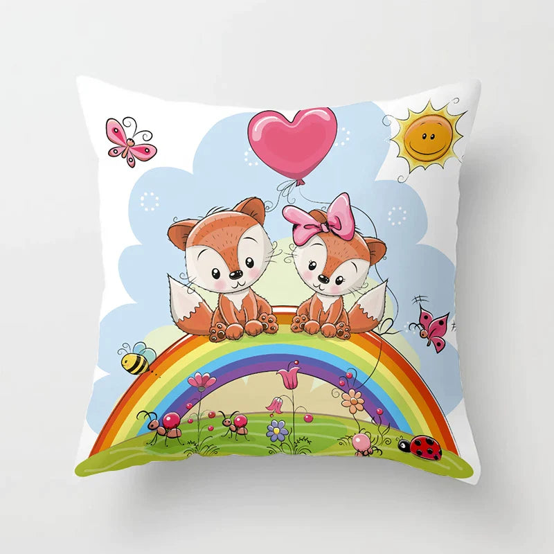 Fox Design Pillow Case 45x45cm by Afralia™ - Kids Room and Living Room Decor