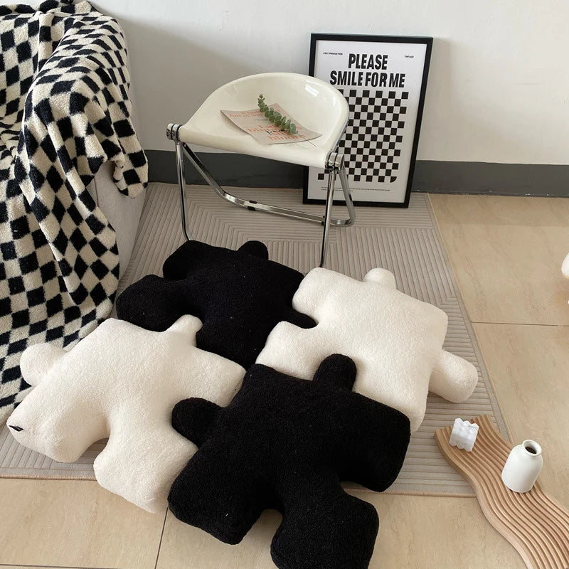 Afralia™ Plush Irregular Jigsaw Seat & Back Cushion Set for Home & Game Comfort