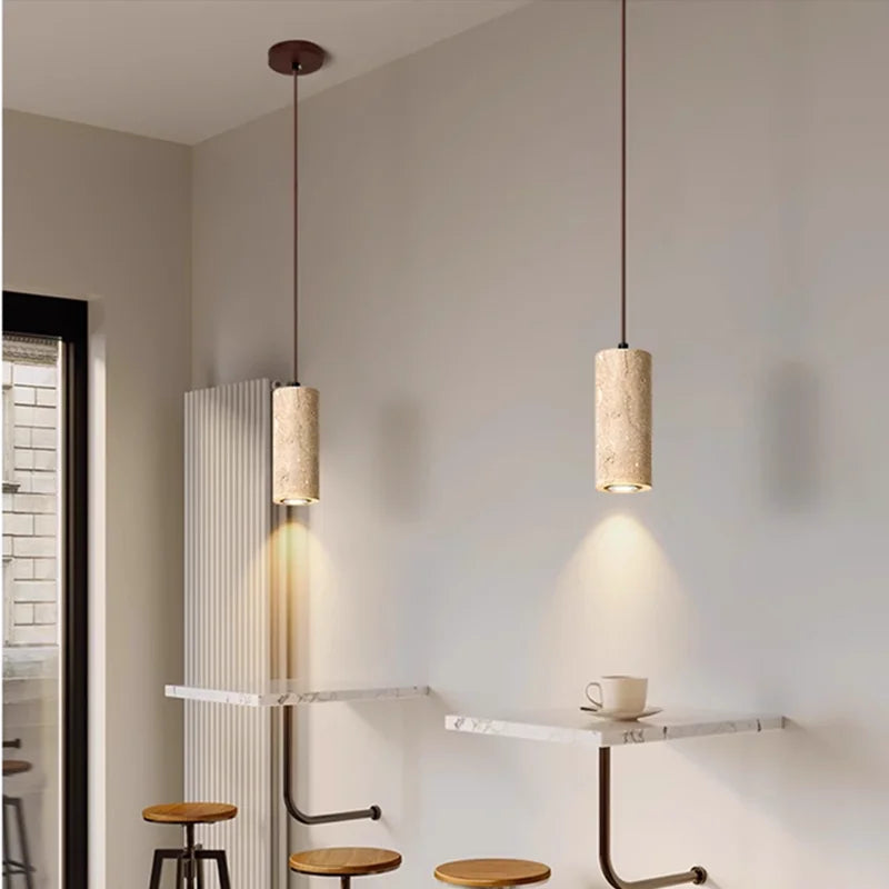Yellow Travertine Pendant Light Japanese Style by Afralia™