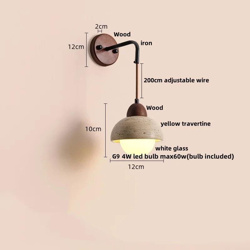 Afralia™ White Glass LED Wall Lights Wood Nordic Modern Bedside Lamp Sconce