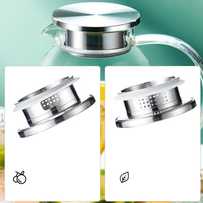 Afralia™ Glass Water Bottle with Stainless Steel Lid, High Capacity Household Kettle