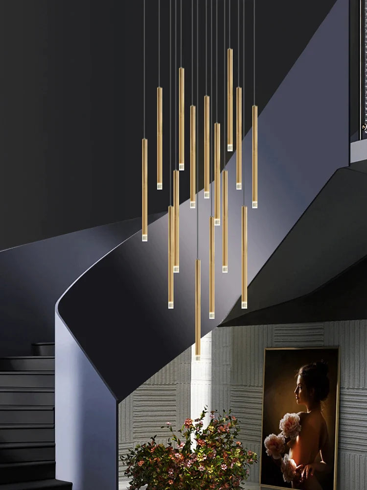 Afralia™ Copper Cylinder Chandelier: Modern Nordic Kitchen Staircase Pendant