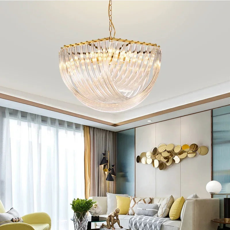 Afralia™ European Style Crystal Chandelier Pendant Light for Loft Living Room, BedRoom, Home Decor