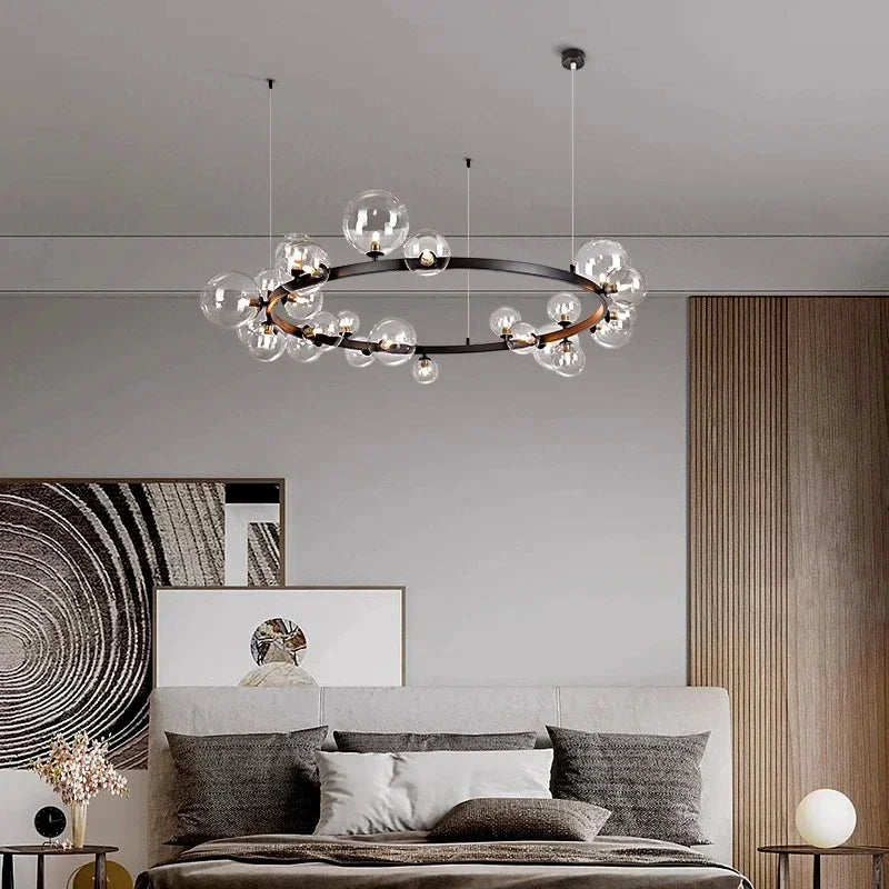 Afralia™ Glass Ball Pendant Chandelier for Kitchen Dining Living Room