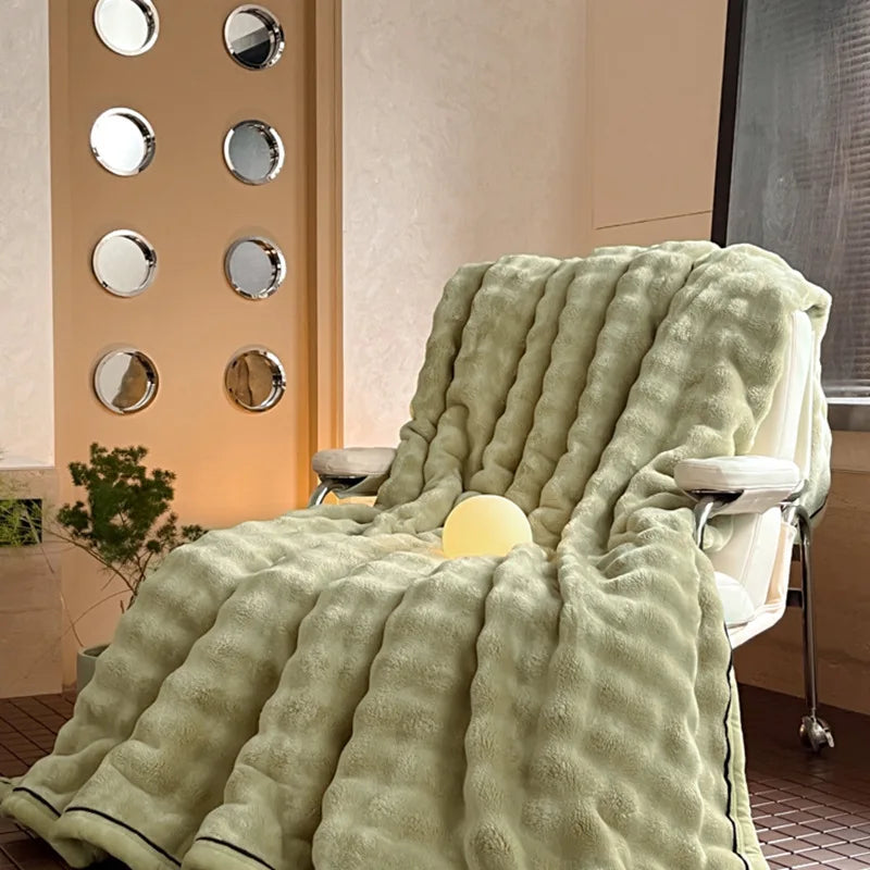 Afralia™ Cozy Bubble Faux Rabbit Fur Blanket: Warm Sofa & Bed Cover for All Seasons