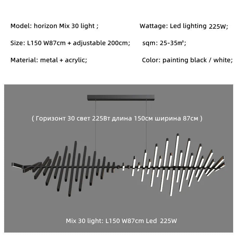 Afralia™ Modern Luxury LED Chandelier Adjustable Pendant Light Black/White Metal