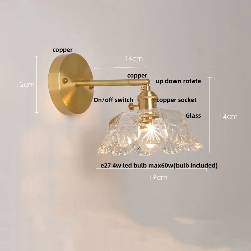 Afralia™ Clear Glass LED Wall Light with Pull Chain Switch
