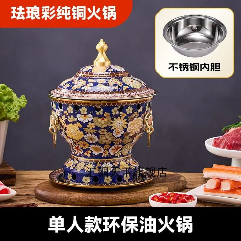 Afralia™ Enamel Copper Hot Pot for Eco-Friendly Cooking