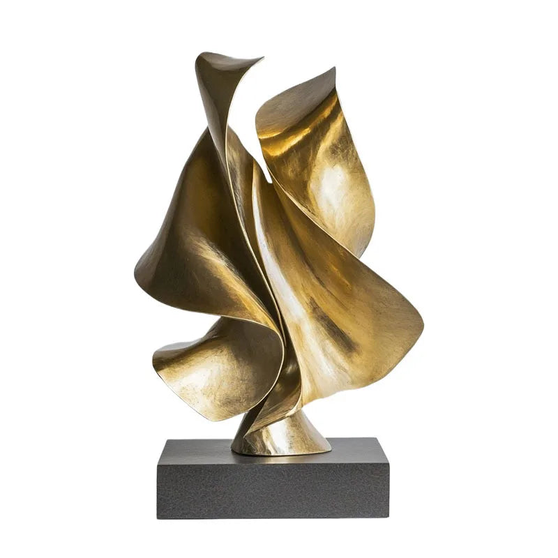 Afralia™ Golden Geometric Animal Sculpture Decor Figurine Ornament Abstract Resin Handicraft