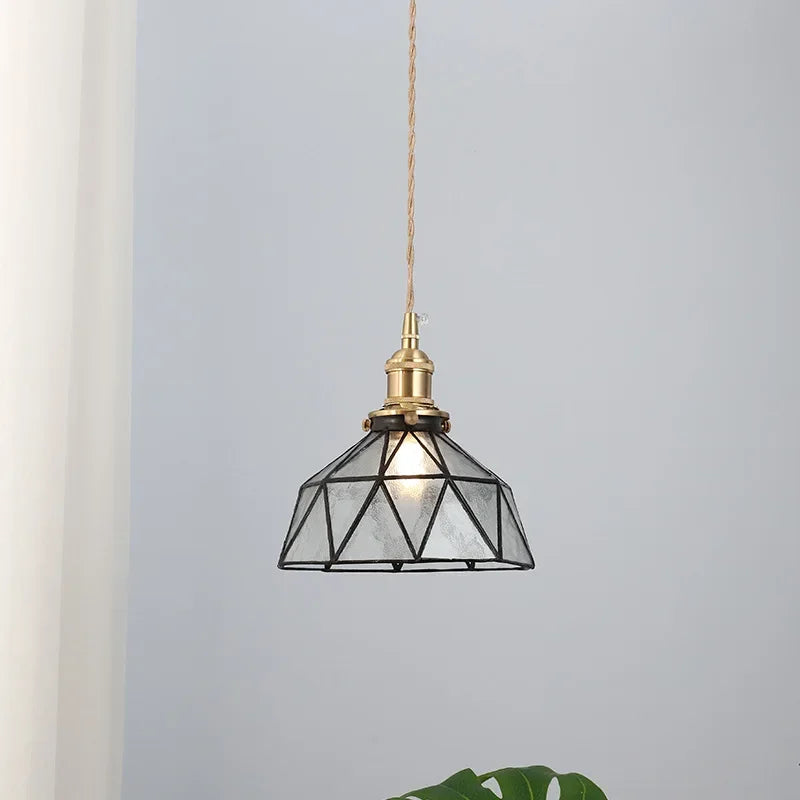 Afralia™ Tiffany Glass Chandelier Pendant Ceiling LED Light for Nordic Bedroom