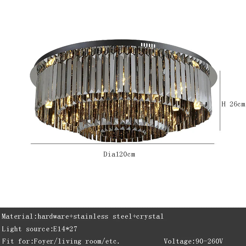 Afralia™ Luxury Black Crystal Ceiling Light for Modern Home Decor and Lighting