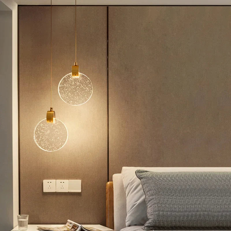 Afralia™ Crystal Pendant LED Bedside Chandelier for Minimalist Master Bedroom