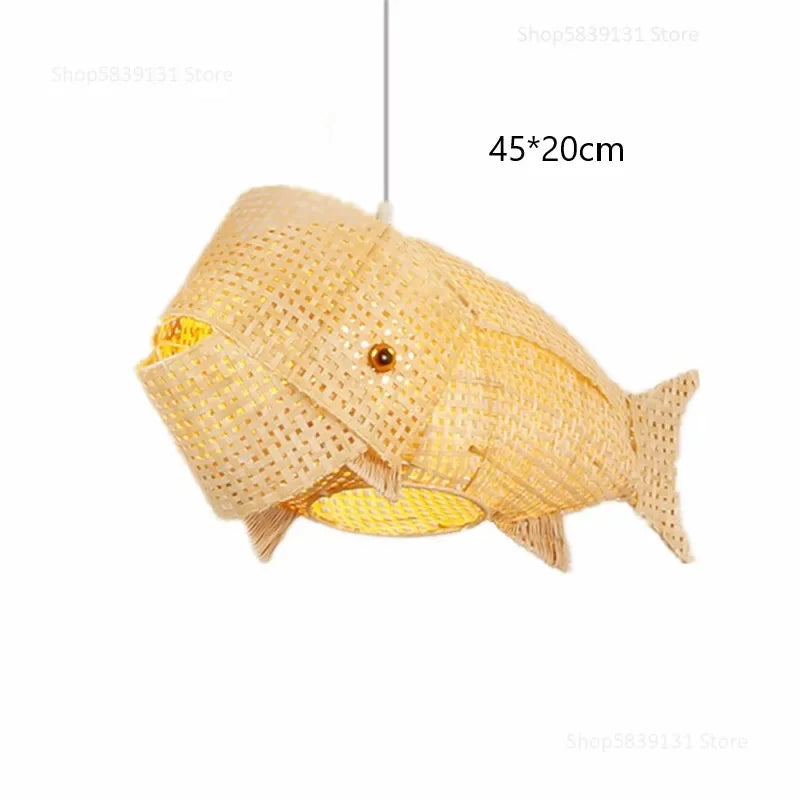 Afralia™ Bamboo Fish Art Pendant Lights - Nordic LED Fixture for Kitchen & Living Room