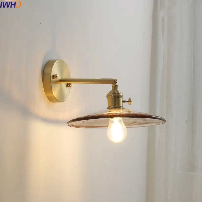 Afralia™ Nordic Glass Copper Wall Lights for Bedroom Living Room Home Decor