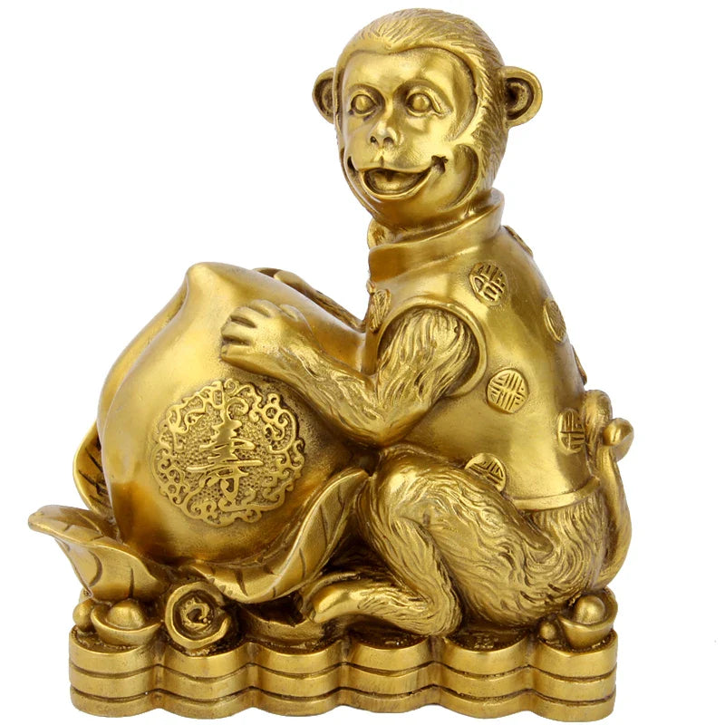Afralia™ Brass Copper Monkey Cornucopia: Lucky Wealth Feng Shui Home Decoration