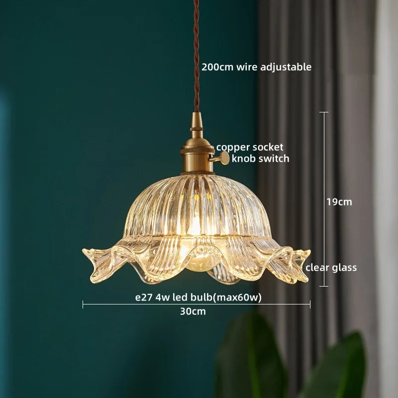 Afralia™ Copper Glass Pendant Light Chandelier for Elegant Home Decor Lighting