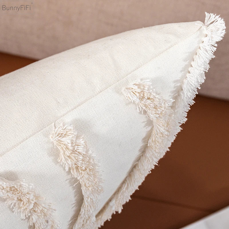 Afralia™ Tufted Coral Cushion Cover in Beige Grey for Sofa Bed Chair, 45x45cm