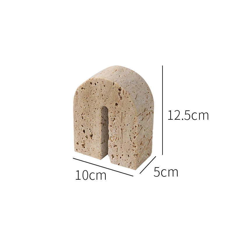 Afralia™ Yellow Travertine Arch Stone Ornaments Desk Decoration Aesthetic Stone Statue