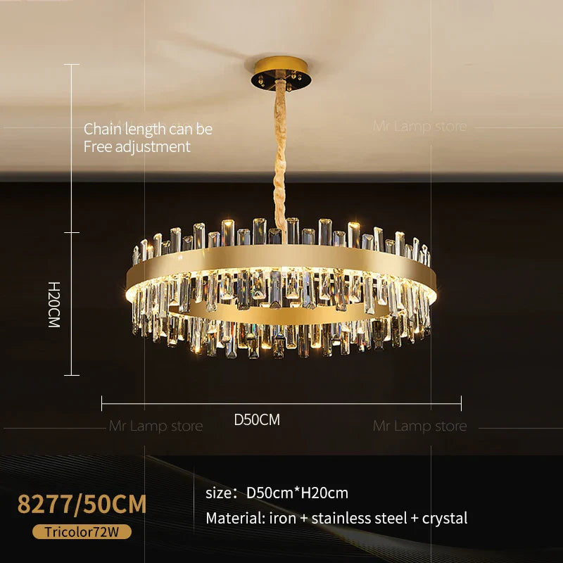 Afralia™ Crystal Chandelier for Living Room Bedroom Dining - Energy-saving Light Luxury Lamps