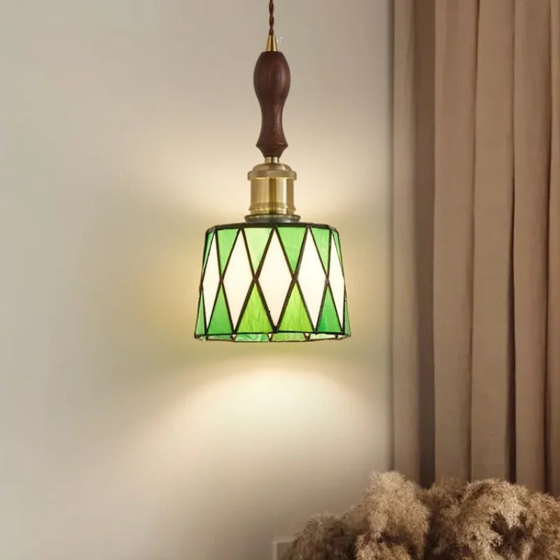 Afralia™ Tiffany Style Colorful Glass LED Pendant Light for Bar Loft Cafe Bedroom