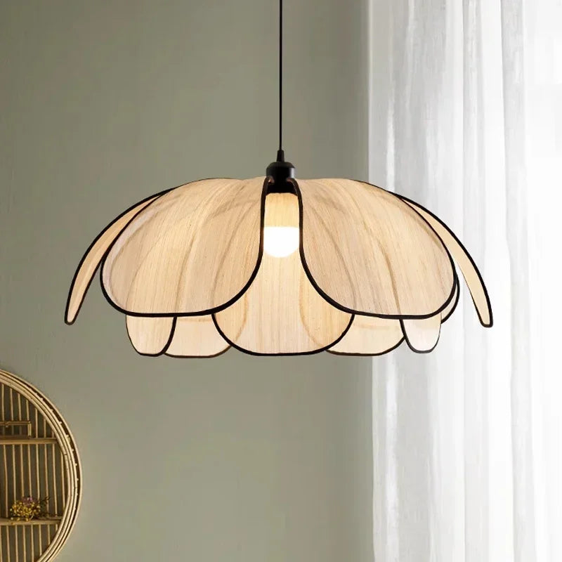 Afralia™ Petal Rattan Pendant Lamp, Elegant Ceiling Light for Dining Room & Living Space