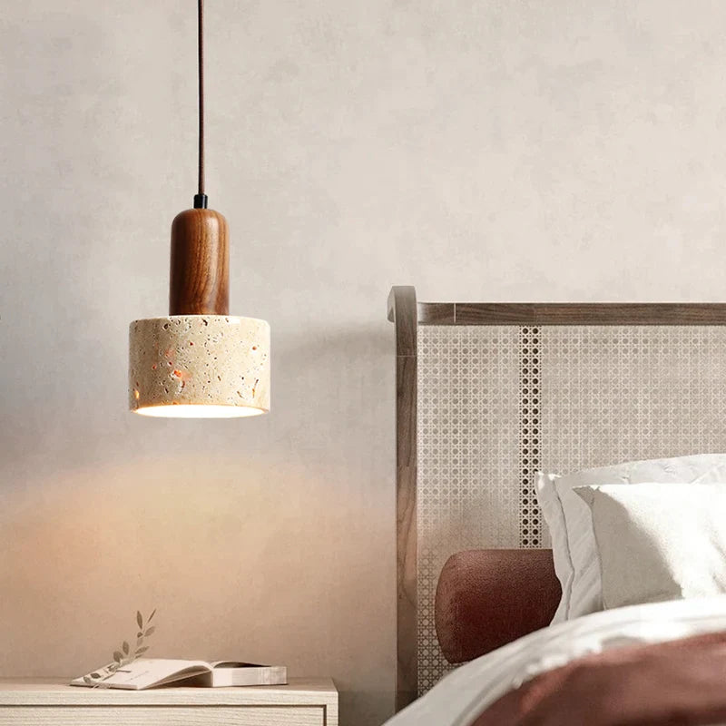 Afralia™ Yellow Travertine Japanese Bedroom Pendant Light