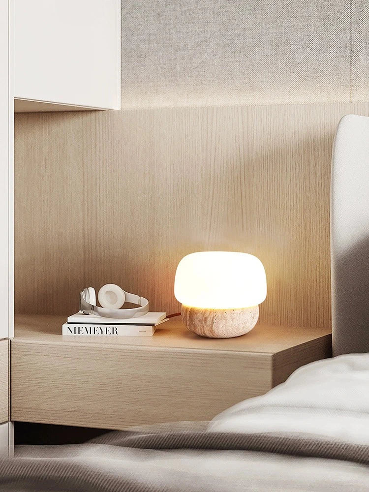 Afralia™ Cream Mushroom Table Lamp: Beauty Atmosphere Warm Soft Retro Stone Fixture.