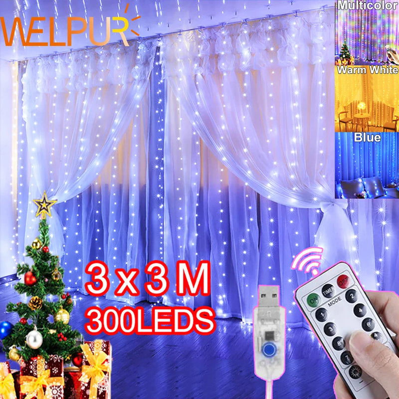 Afralia™ Solar Festoon Curtain Lights: LED Garland for Ramadan & Christmas Decoration