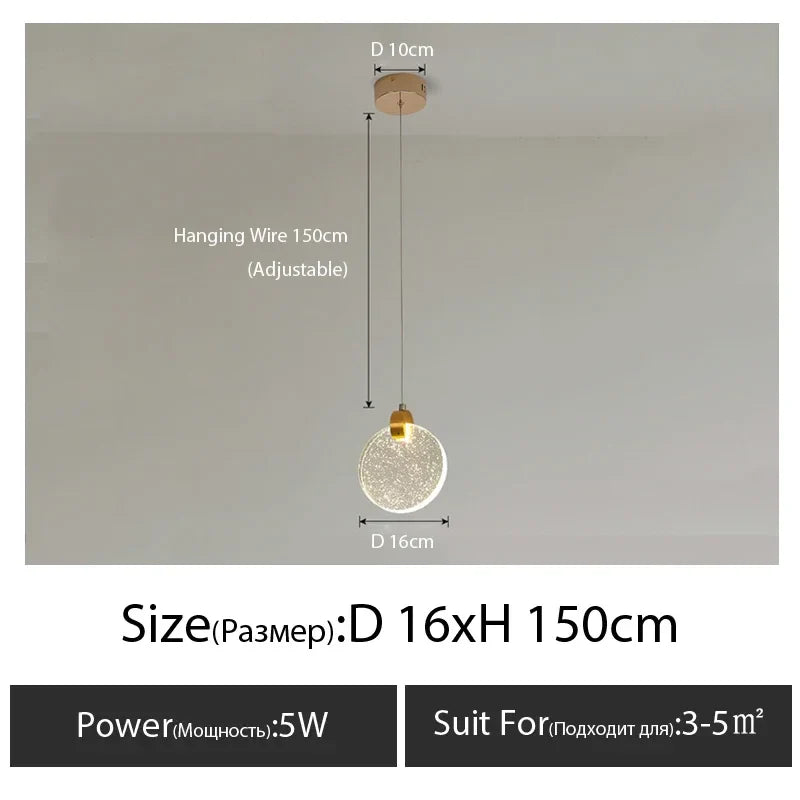 Afralia™ Crystal Pendant LED Bedside Chandelier for Minimalist Master Bedroom