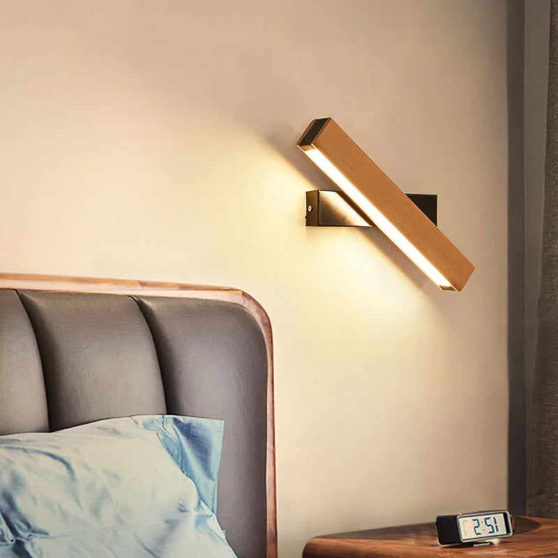 Afralia™ Nordic Wood LED Wall Lamp: Modern Adjustable Lighting for Home Decor