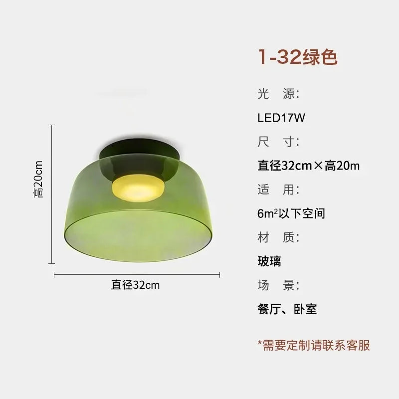 Afralia™ Glass LED Ceiling Light in Amber/Gray/Green - Modern Indoor Lighting for Various Spaces