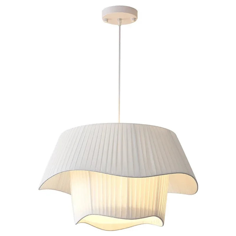 Afralia™ Modern White Fabric Chandelier Pendant Light Fixture