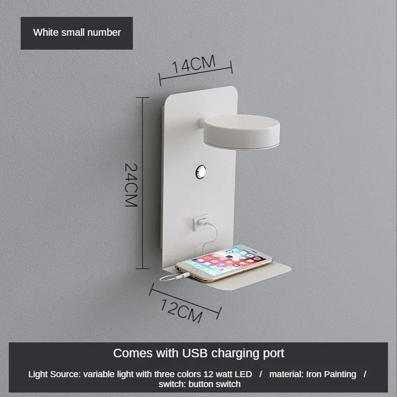Afralia™ LED Shelf Wall Lamp with USB Charging Port & Switch