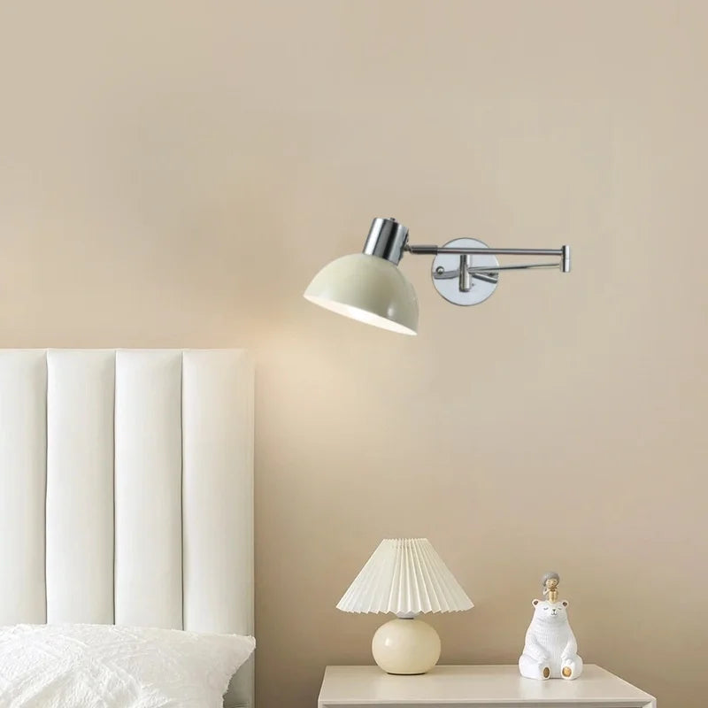 Afralia™ Cream LED Swing Arm Wall Lamp for Living Room Bedroom Mirror Stair Light
