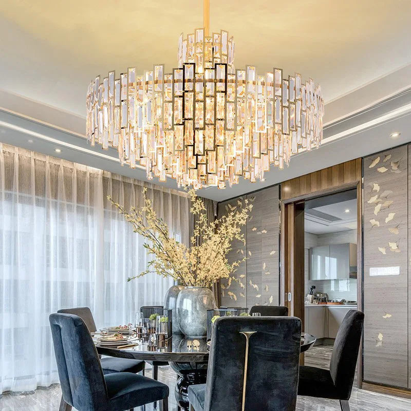 Afralia™ Luxury LED Crystal Chandelier Ceiling Light for Living & Dining Rooms