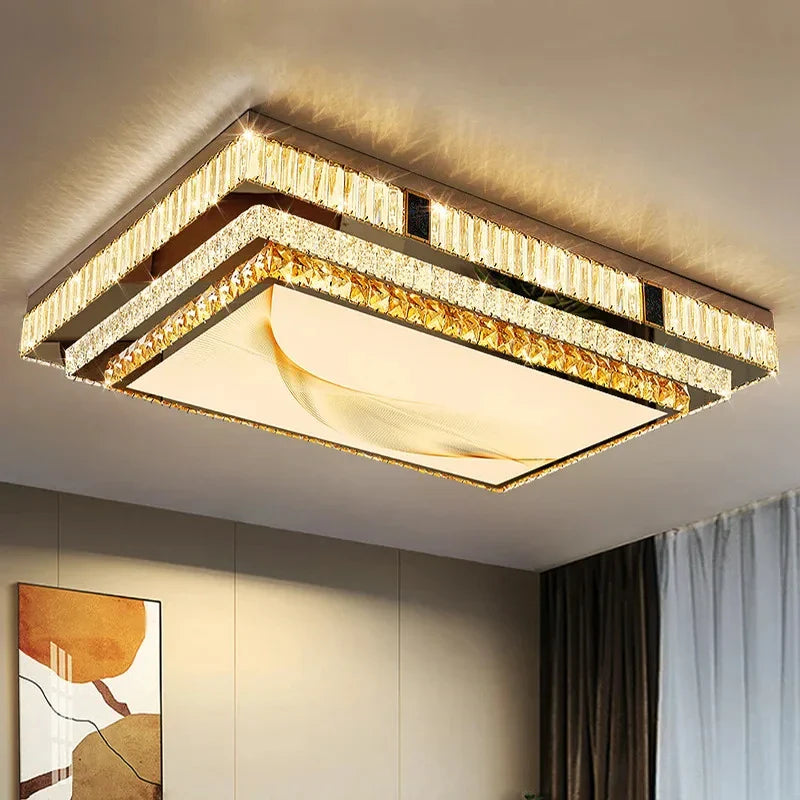 Afralia™ Gold Crystal LED Chandelier: Modern Luxury Ceiling Lighting for Living Room, Bedroom & Bathroom