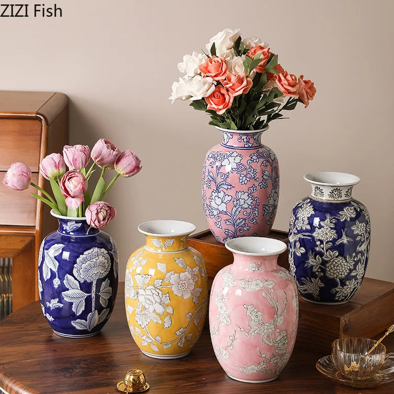 Afralia™ Blue & White Porcelain Vase Pot for Stylish Room Aesthetic Decor & Flowers