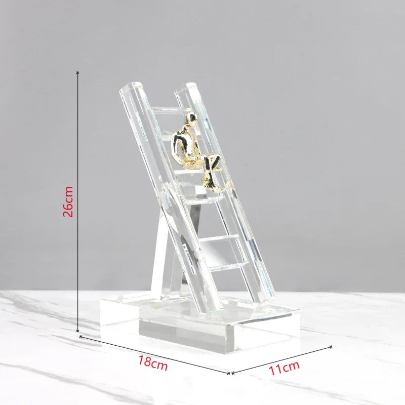 Afralia™ Golden Figures Resin Sculpture: Creative Staircase Desk Decoration